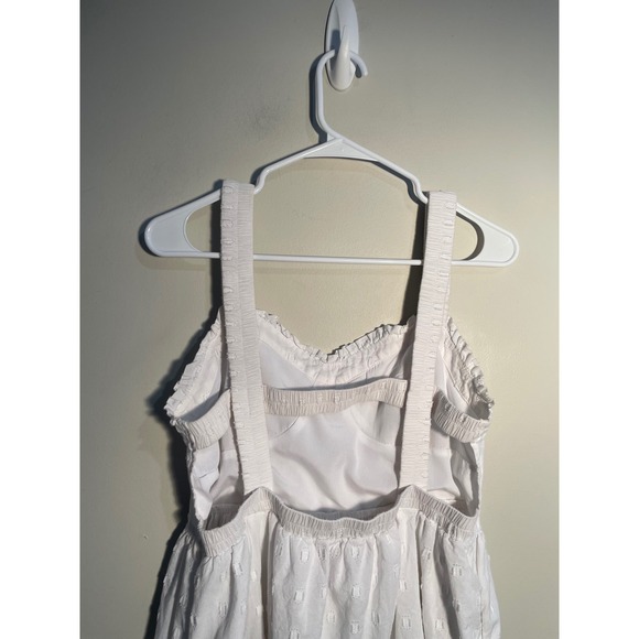 American Eagle White Eyelet Open Back Tiered Cotton Midi Dress Size Large Bridal - Picture 8 of 12